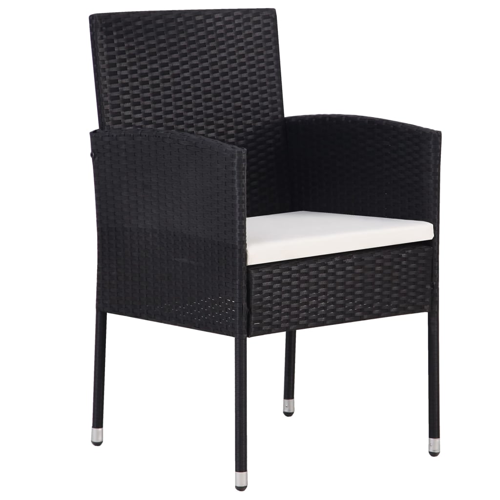 Set de servit masa pentru grădină, 7 piese, negru
