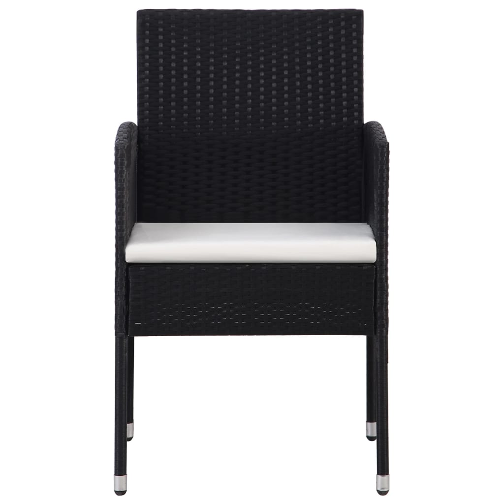 Set de servit masa pentru grădină, 7 piese, negru