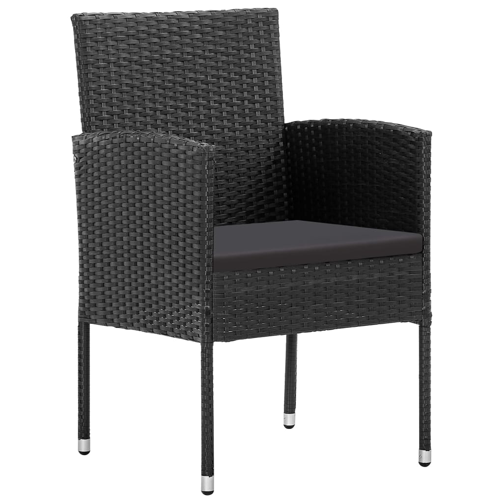 Set de servit masa pentru grădină, 5 piese, negru