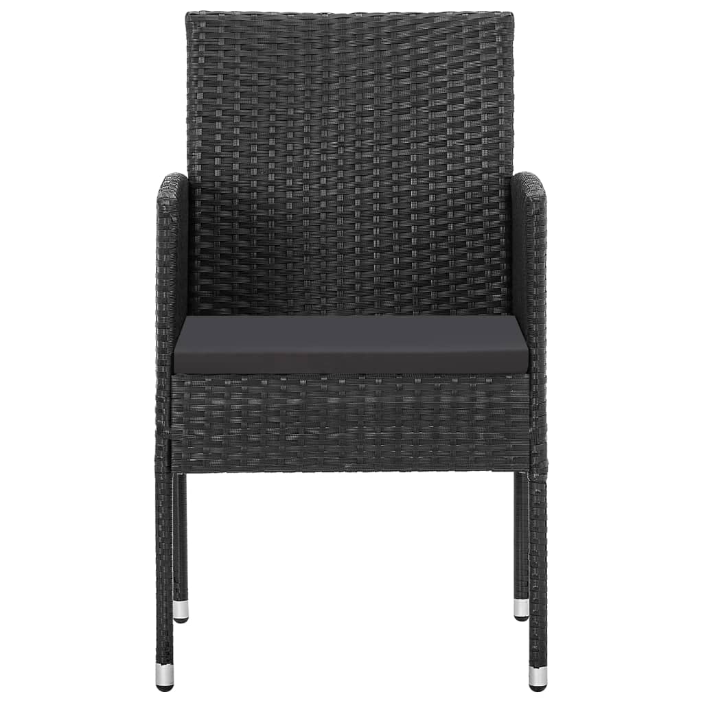 Set de servit masa pentru grădină, 5 piese, negru