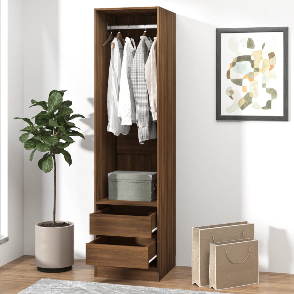 Brown wardrobe store with drawers