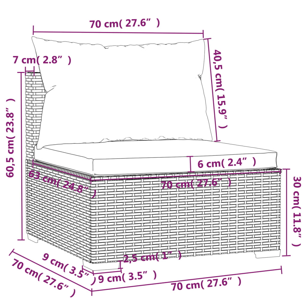 Set mobilier de grădină cu perne, 5 piese, maro, poliratan