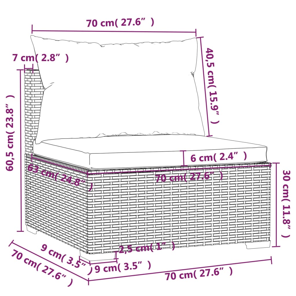 Set mobilier de grădină cu perne, 6 piese, maro, poliratan