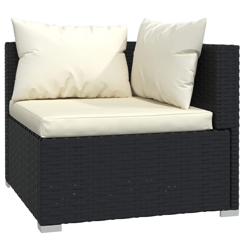 Set mobilier de grădină cu perne, 5 piese, negru, poliratan