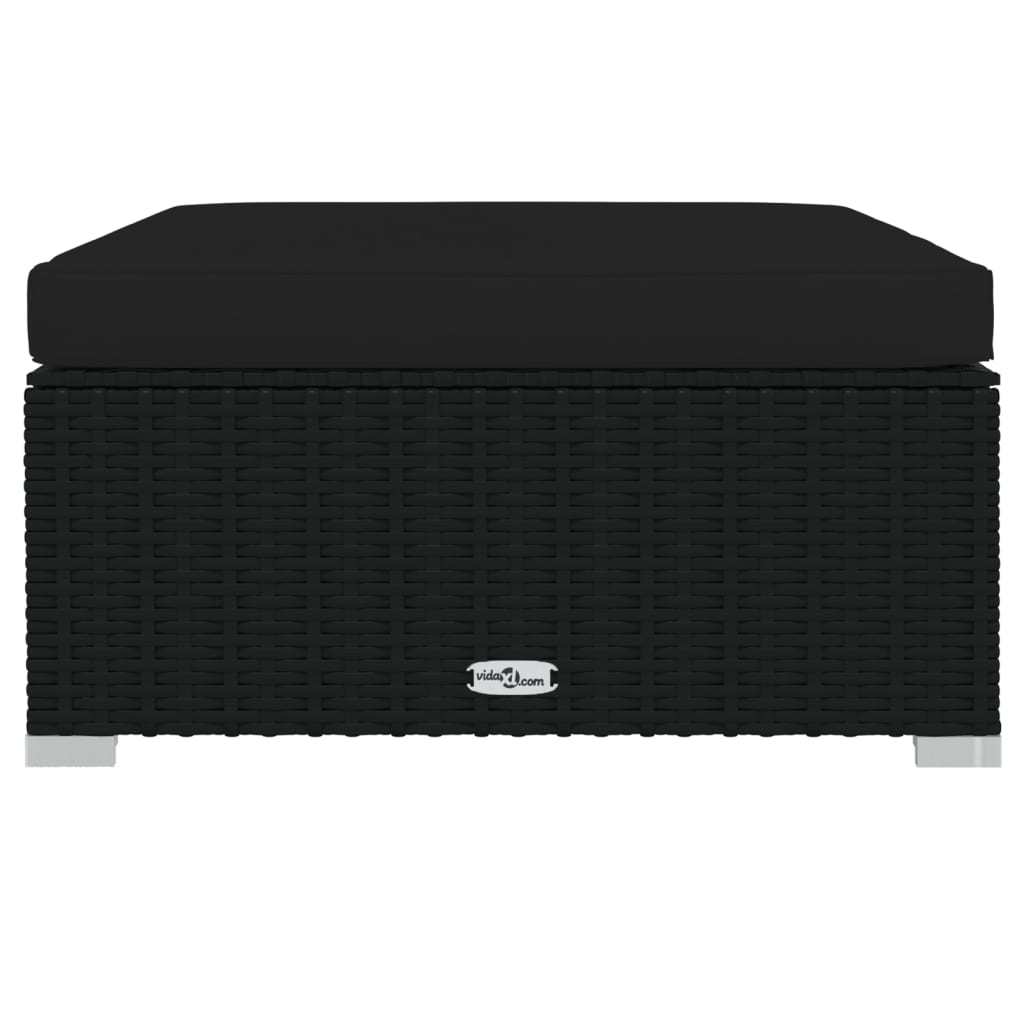 Set mobilier de grădină cu perne, 10 piese, negru, poliratan