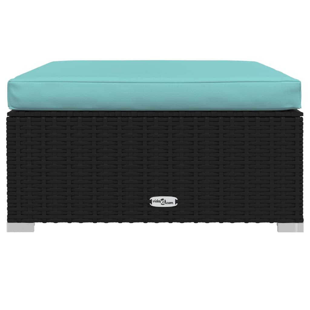 Set mobilier de grădină cu perne, 12 piese, negru, poliratan