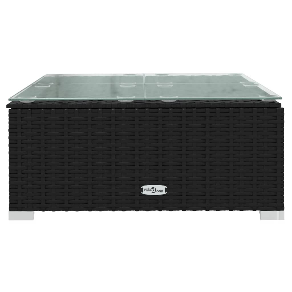 Set mobilier de grădină cu perne, 12 piese, negru, poliratan