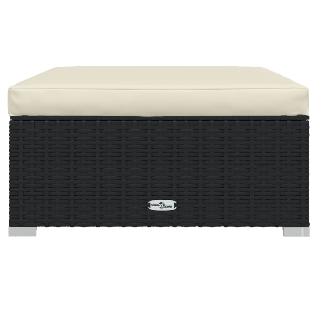 Set mobilier de grădină cu perne, 12 piese, negru, poliratan