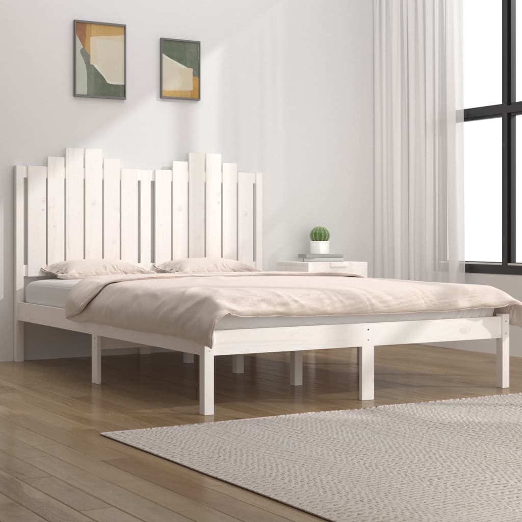 sengeramme 160x200 cm King Size massivt fyrretræ hvid