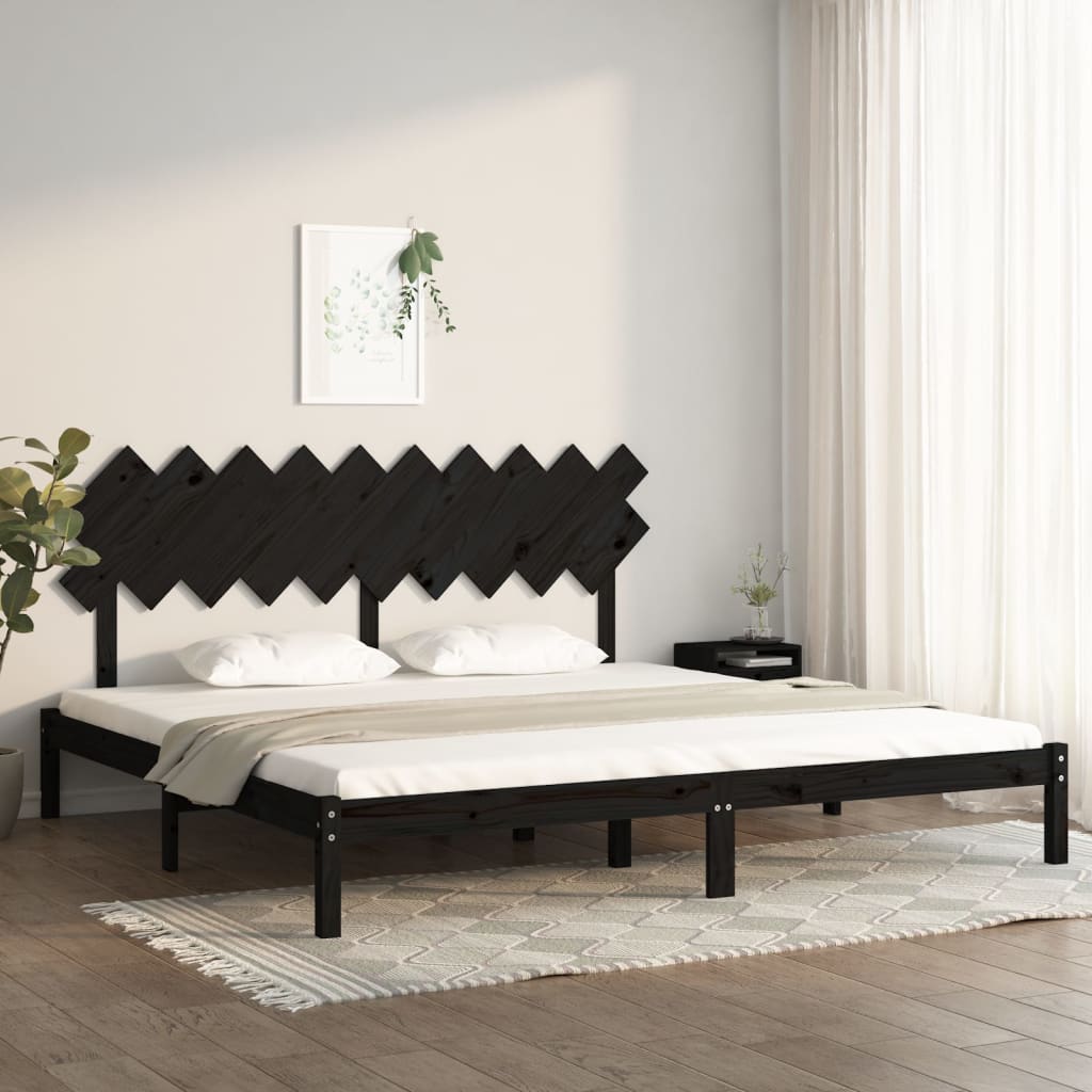 Rám postele černý 200 x 200 cm masivní dřevo