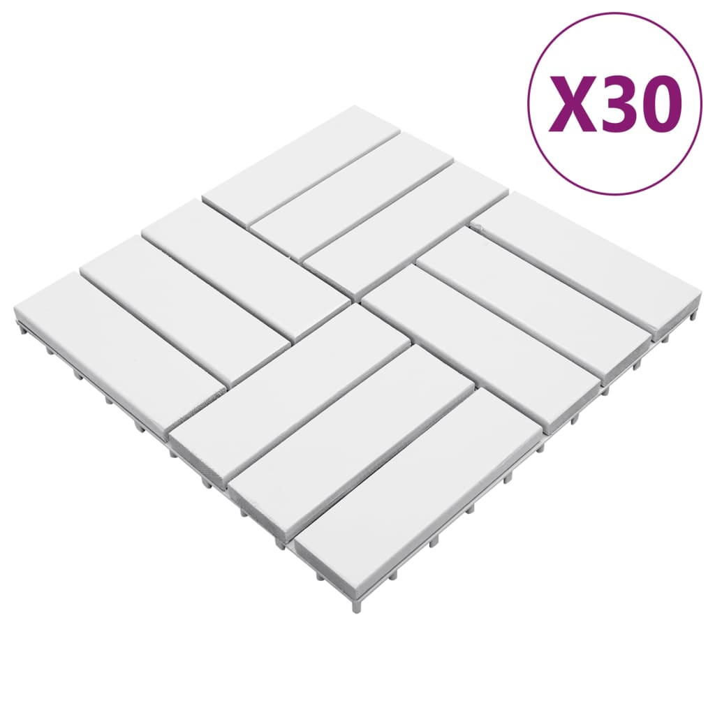 vidaXL terrassefliser 30 stk. 30x30 cm massivt akacietræ hvid