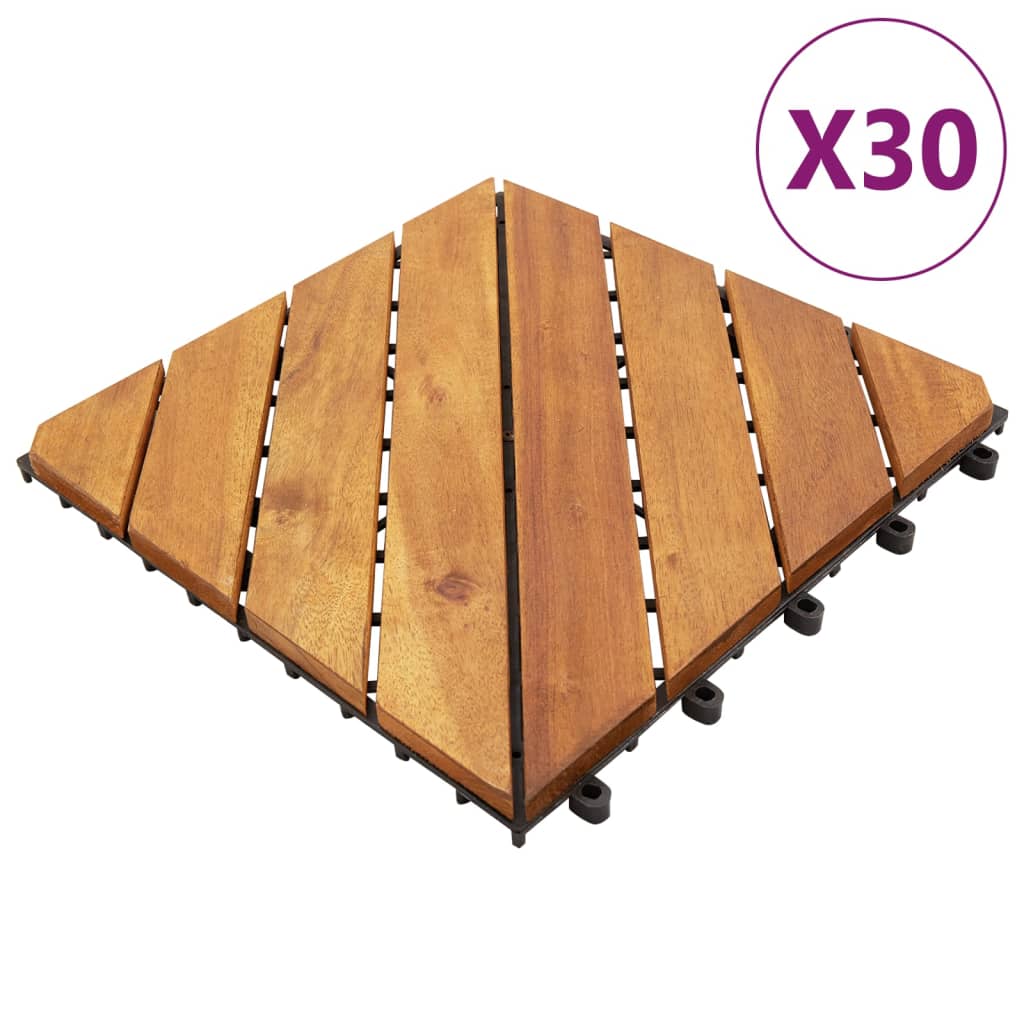 Terasové dlaždice 30 ks hnědé 30 x 30 cm masivní akáciové dřevo