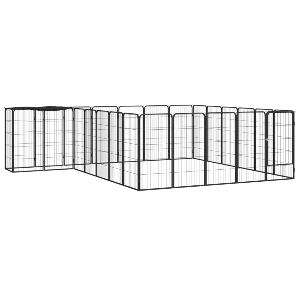 vidaXL 26-panels hundegård 50x100 cm pulverlakeret stål sort
