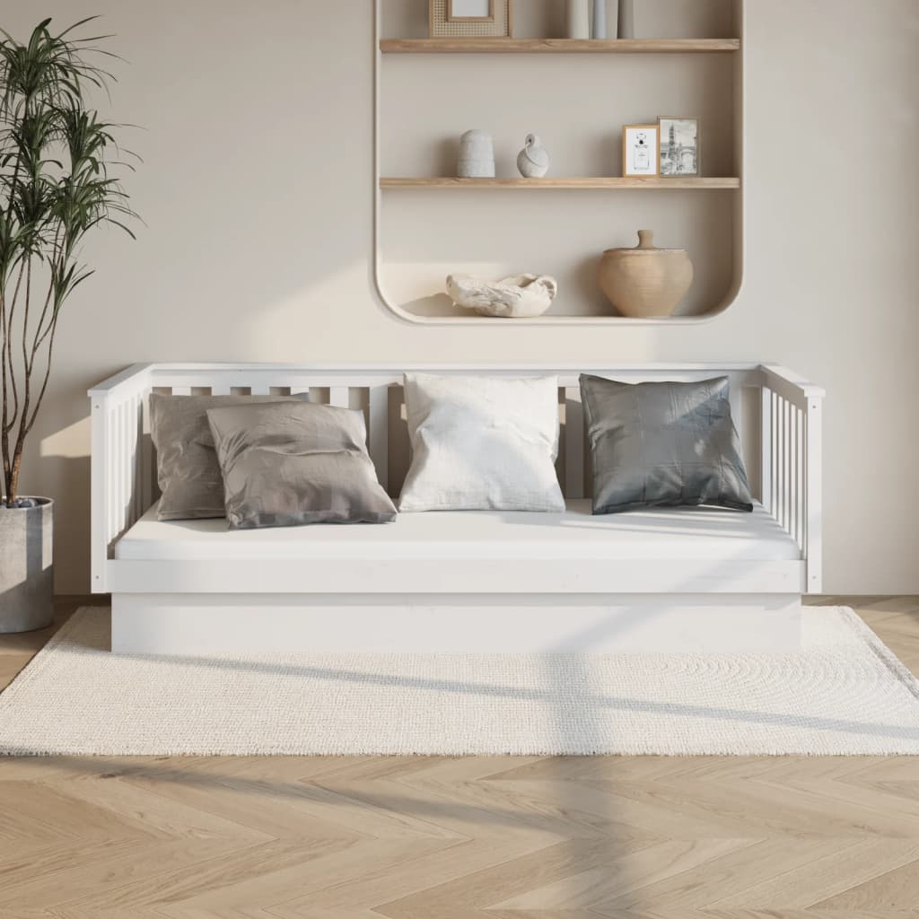 Tagesbett Weiß 80×200 cm Massivholz Kiefer