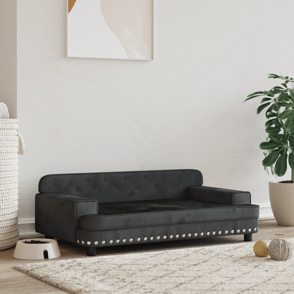 Canapé noir en velours pour chien - 90x50x30 cm