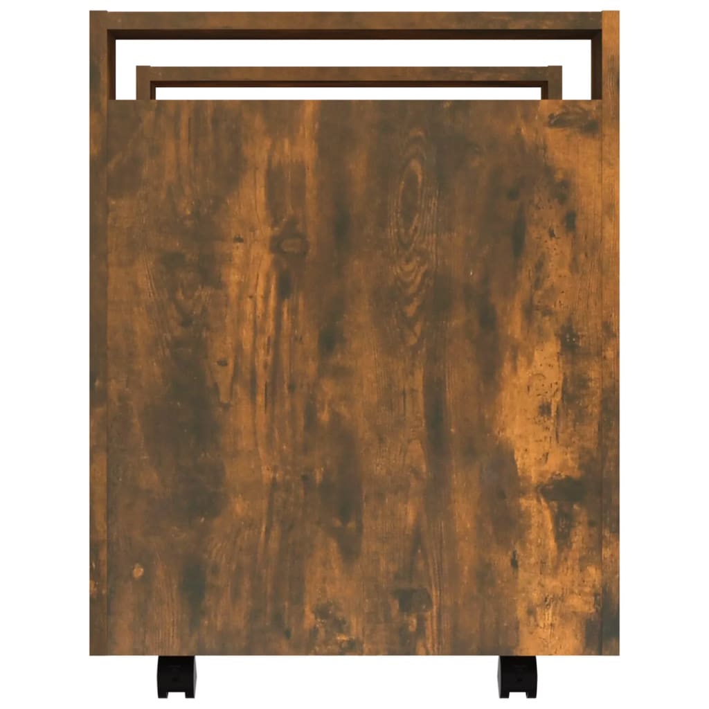 Füstös tölgy színű szerelt fa asztal-kocsi 60 x 45 x 60 cm 