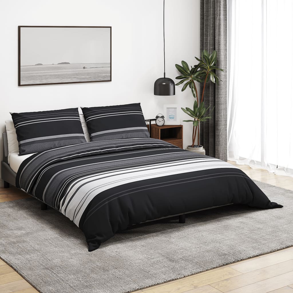 Bettwäsche-Set Schwarz und Weiß 155×220 cm Baumwolle