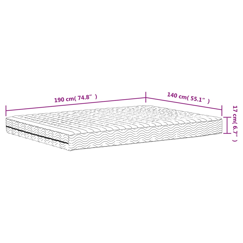  Penový matrac biely 140x190 cm tvrdosť H2 H3