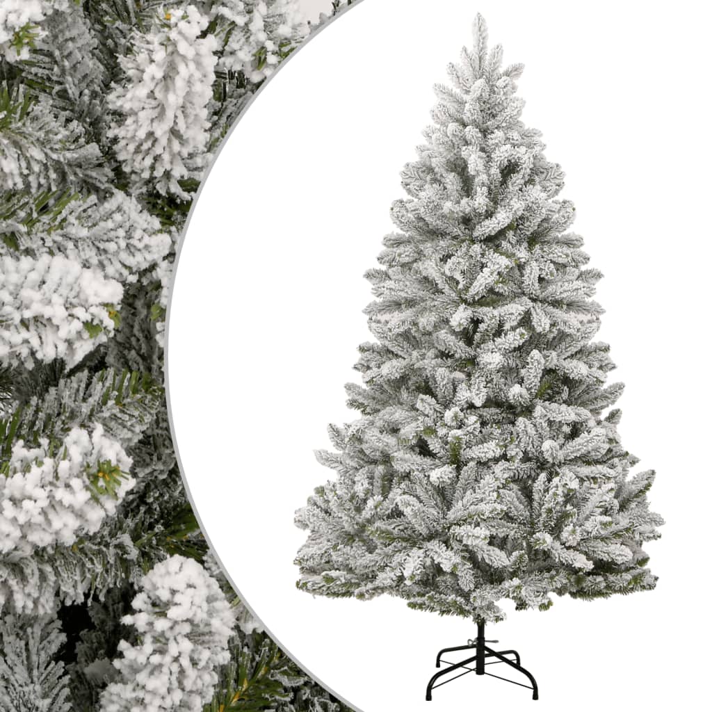Image of vidaXL Artificial Hinged Christmas Tree with Flocked Snow 210 cm