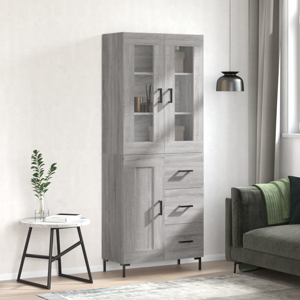 vidaXL Dulap înalt, gri sonoma, 69,5x34x180 cm, lemn compozit