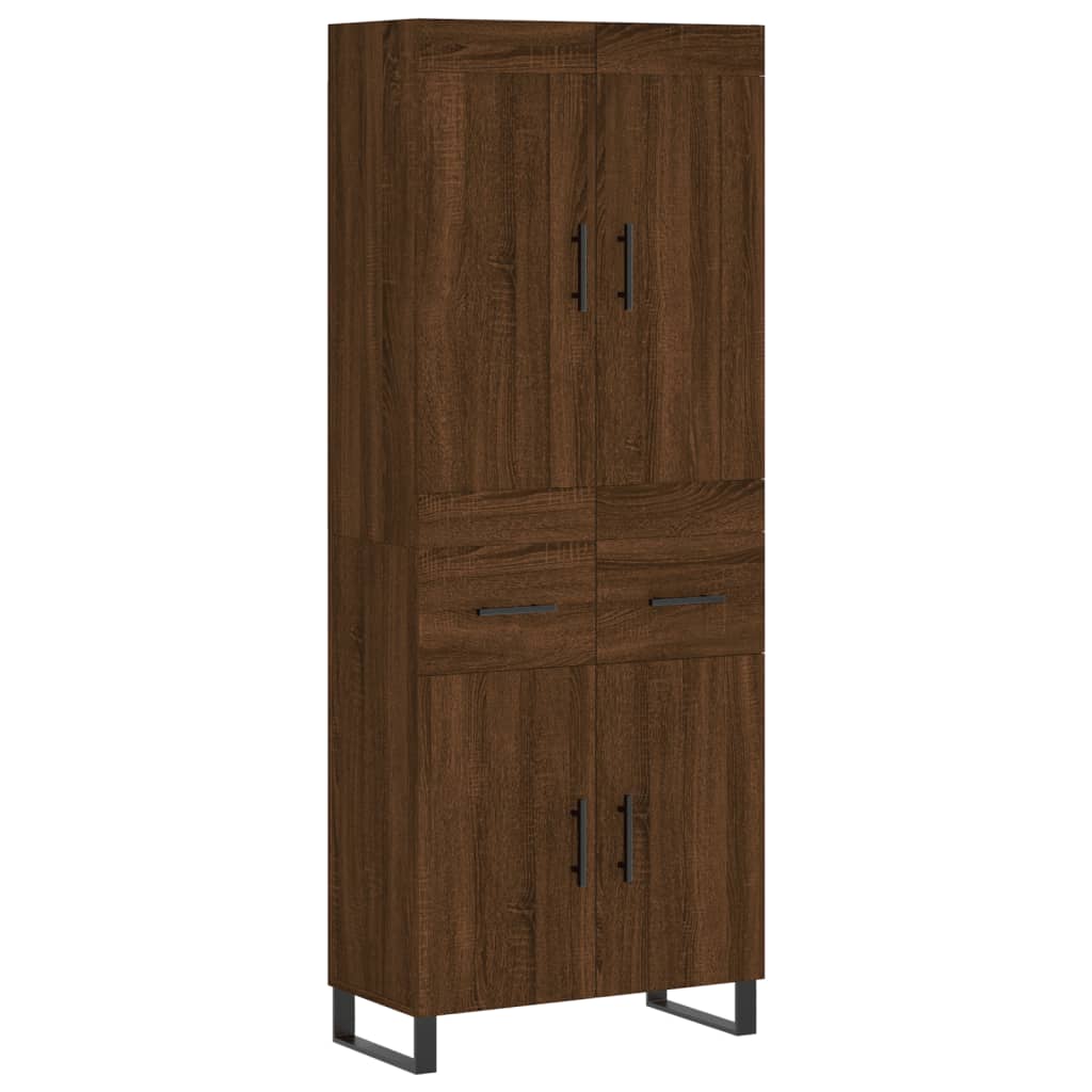 Висок шкаф, кафяв дъб, 69,5x34x180 см, инженерно дърво — изображение 2