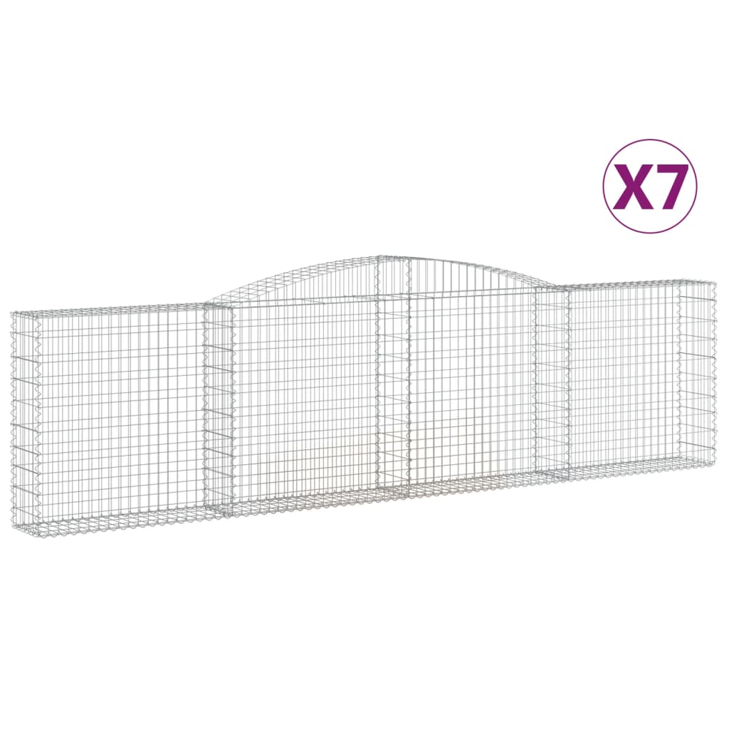 VidaXL Obokane Gabion Košare 7 Kosi 400x30x100/120 Cm Pocinkano železo