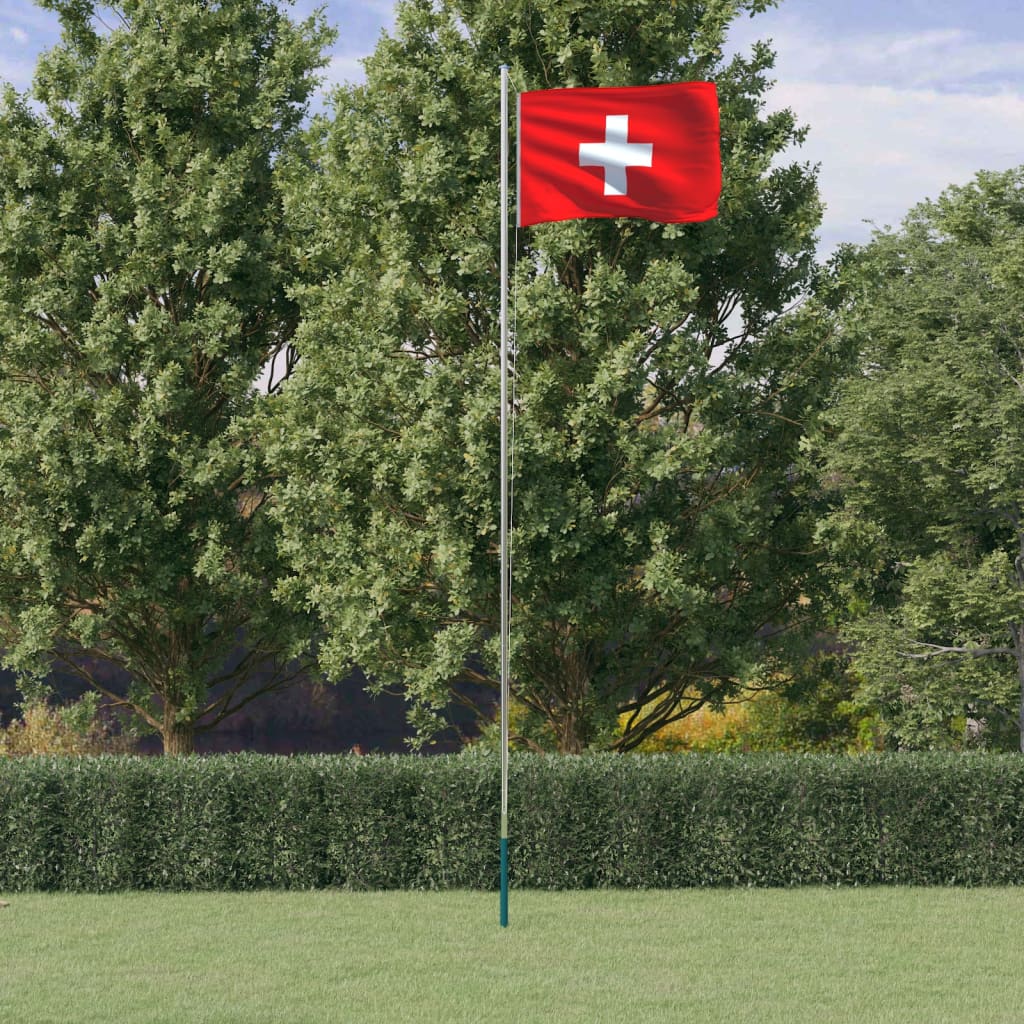 10: vidaXL Schweiz flag og flagstang 6,23 m aluminium