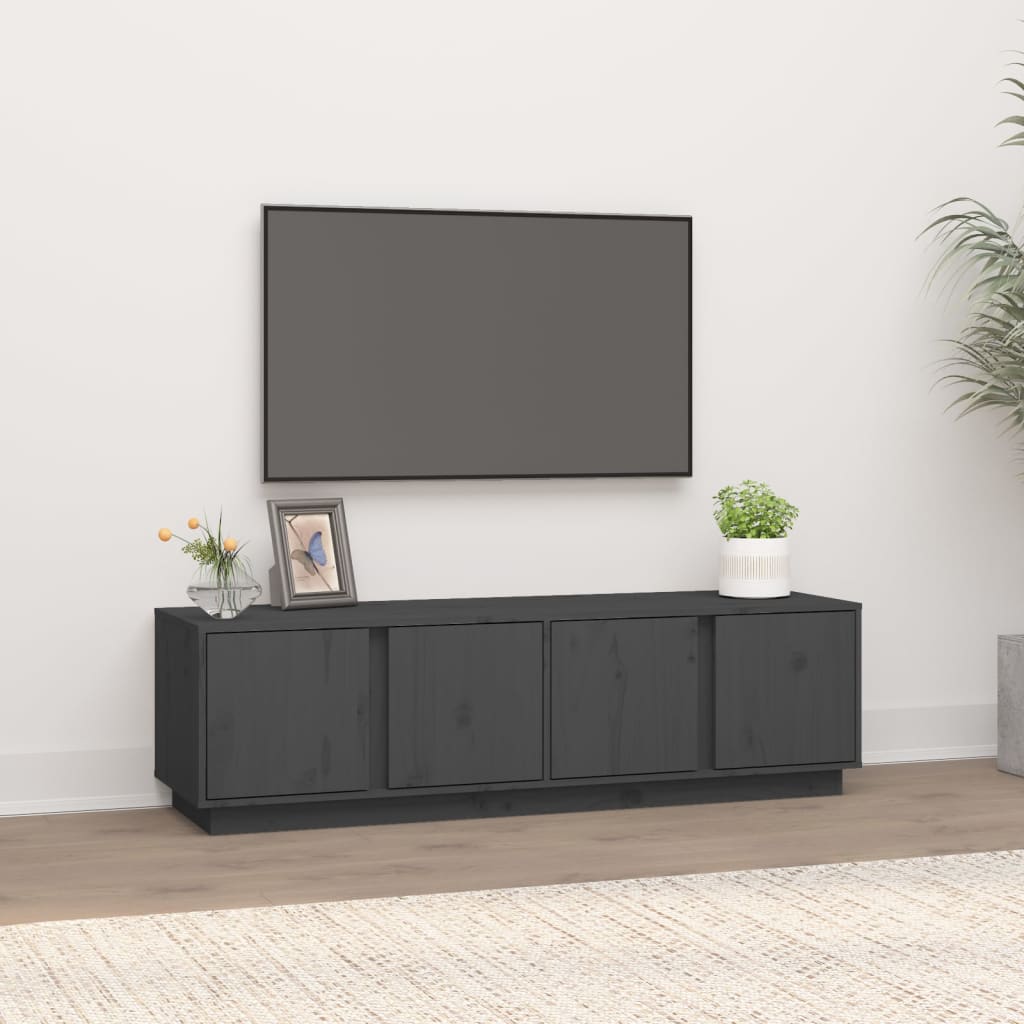 TV skříňka šedá 140 x 40 x 40 cm masivní borové dřevo