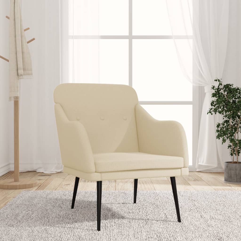Cadeira com apoio de braços 63x76x80 cm tecido cor crem