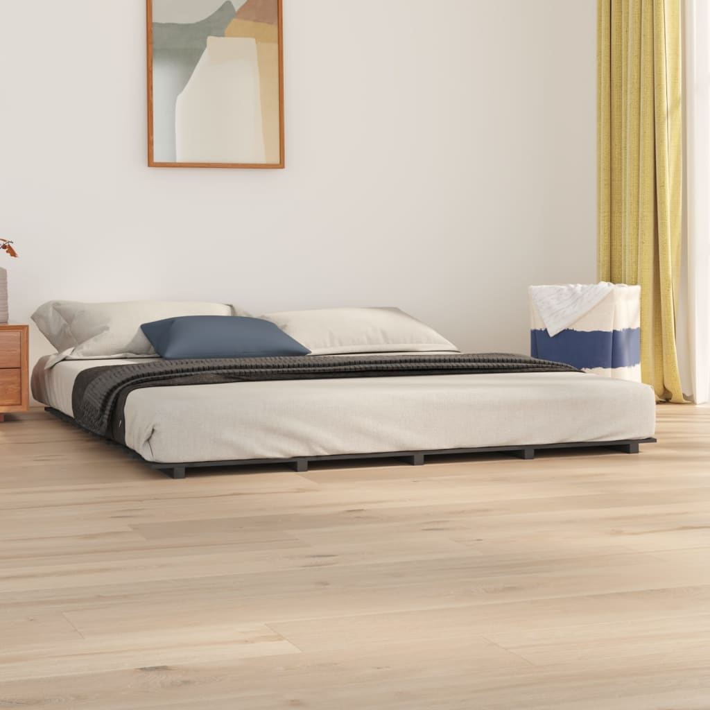 Rám postele šedý 180 x 200 cm masivní borové dřevo