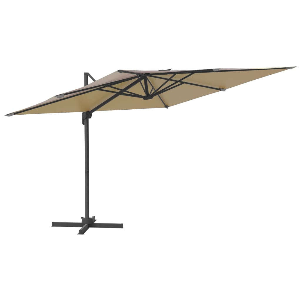 Umbrelă în consolă cu LED, gri taupe, 400×300 cm