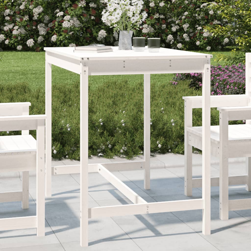 Zahradní stůl bílý 121 x 82,5 x 110 cm masivní borové dřevo