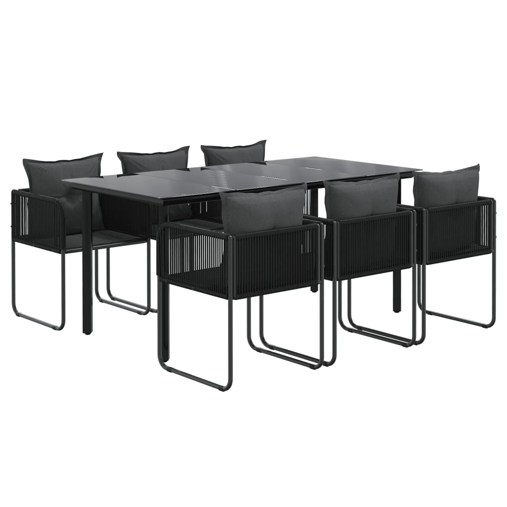 Set de servit masa pentru grădină, 7 piese, negru