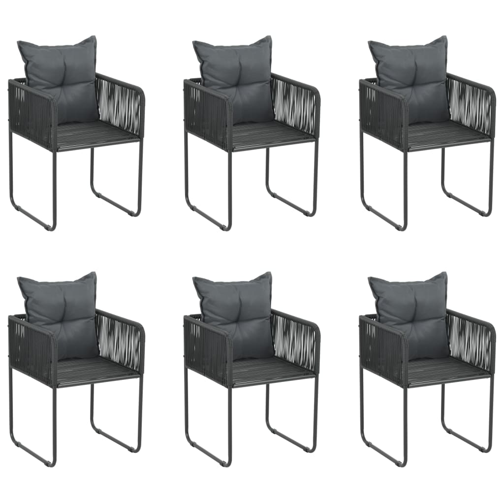 Set de servit masa pentru grădină, 7 piese, negru