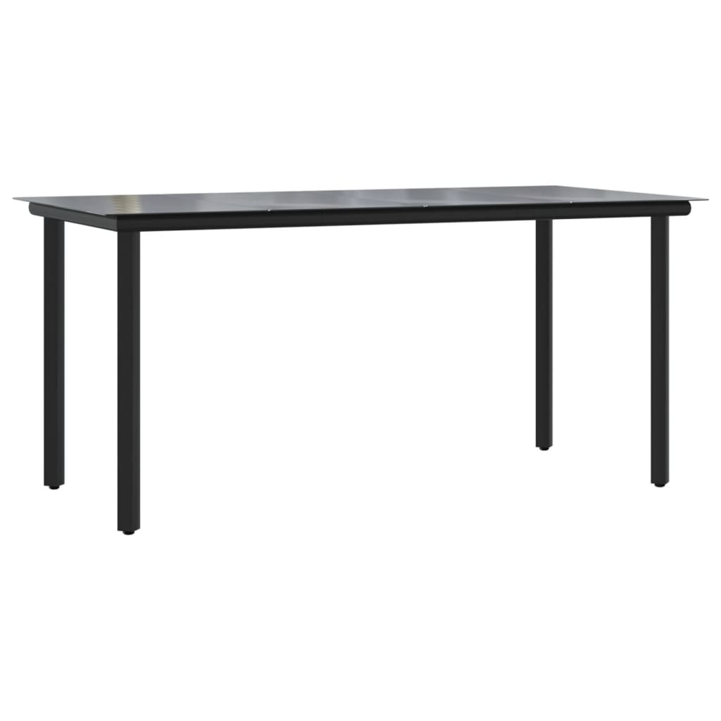 Set de servit masa pentru grădină, 7 piese, negru
