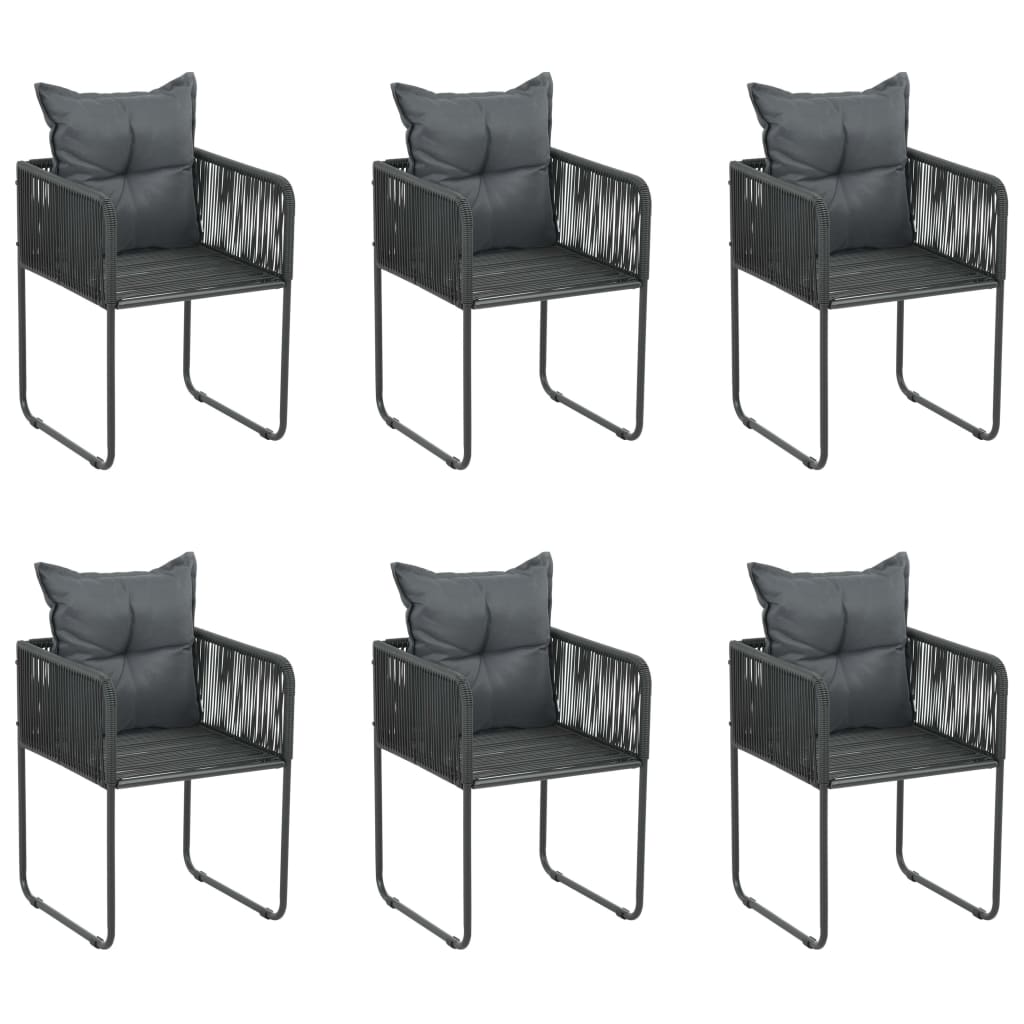 Set de servit masa pentru grădină, 7 piese, negru
