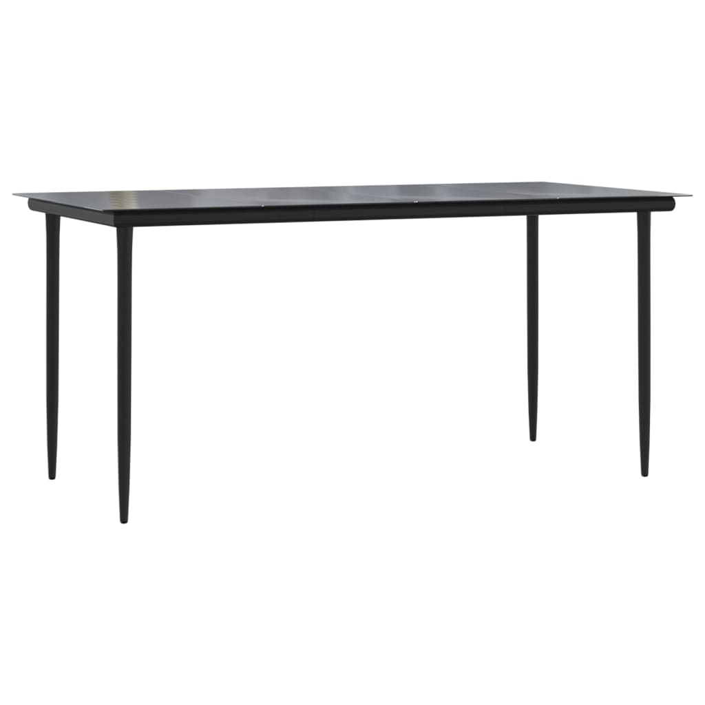 Set de servit masa pentru grădină, 7 piese, negru