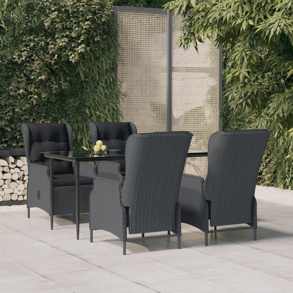 vidaXL Set mobilier de grădină, 5 piese, gri închis, poliratan