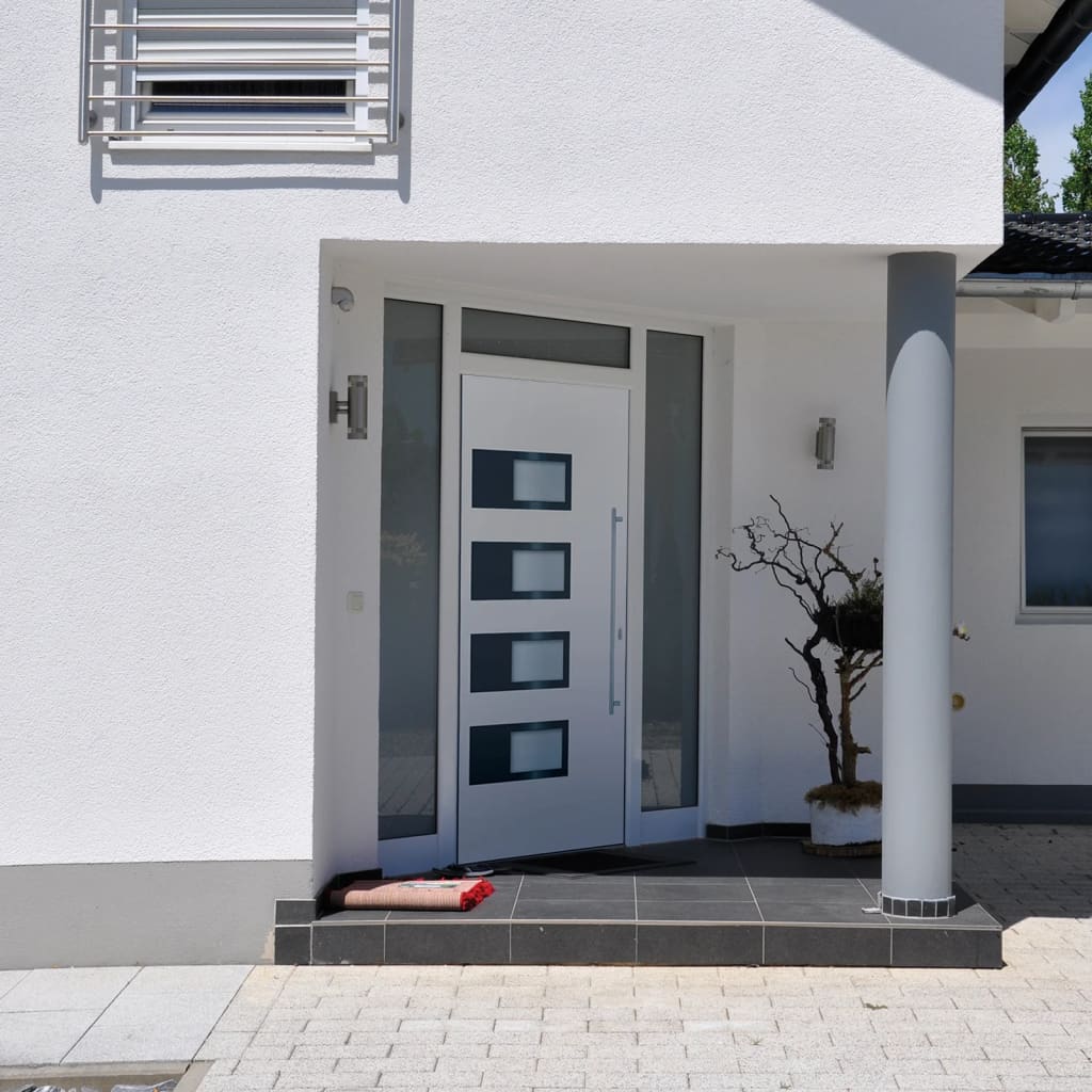 Vchodové dveře bílé 100 x 200 cm hliník a PVC