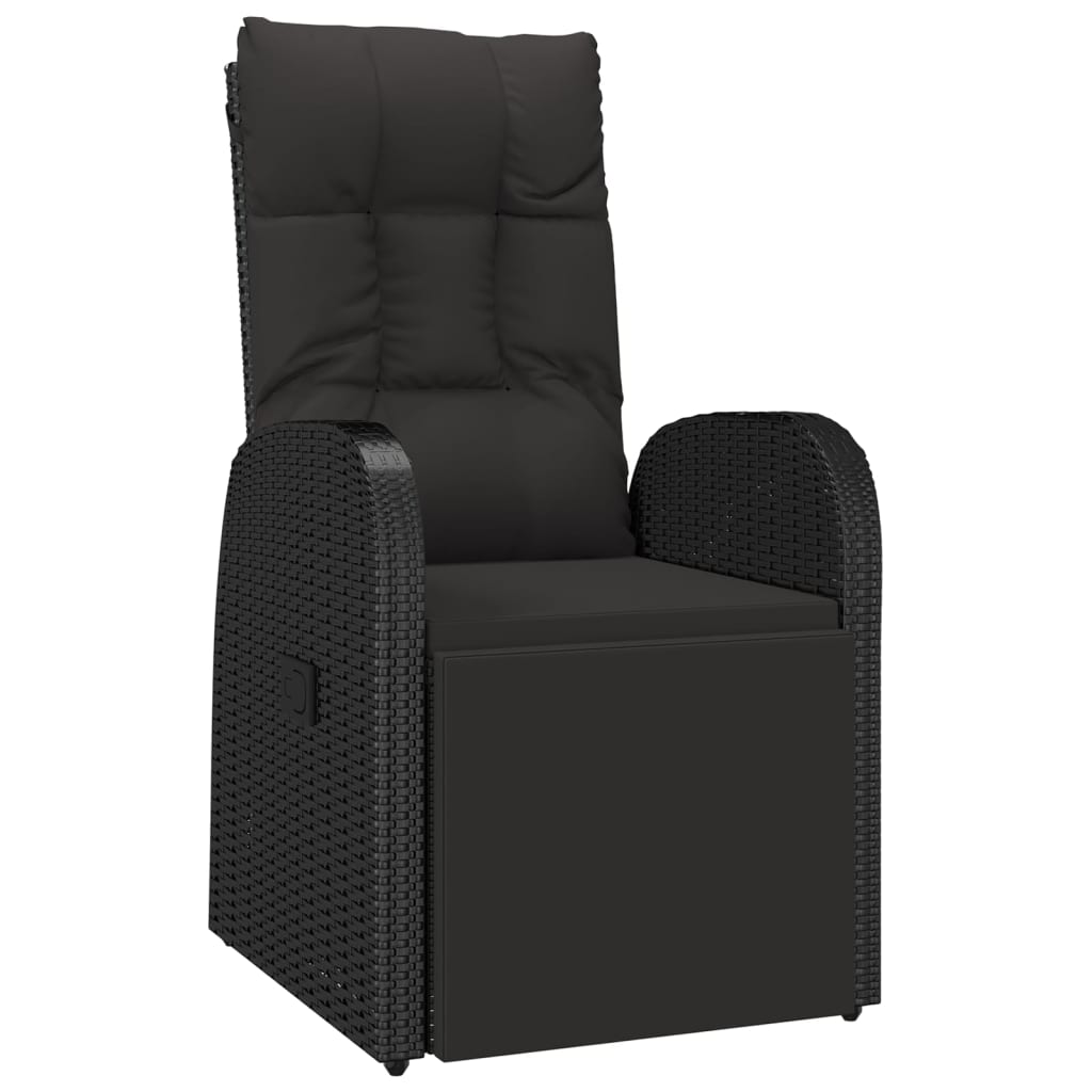 Set masă pentru grădină, 7 piese, negru, poliratan/lemn acacia