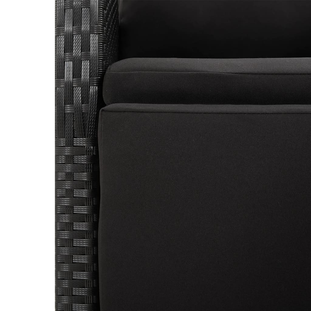 Set masă pentru grădină, 7 piese, negru, poliratan/lemn acacia