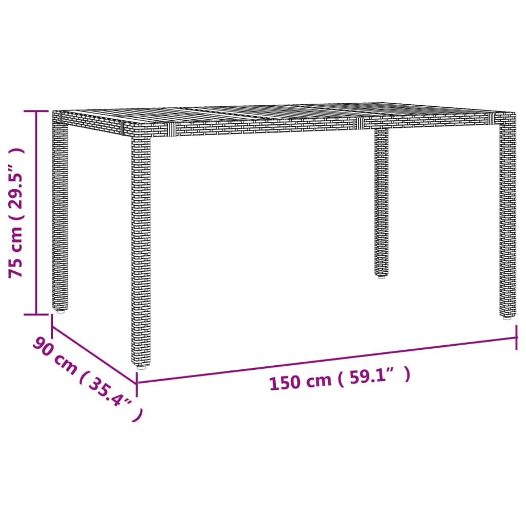 Set masă pentru grădină, 7 piese, negru, poliratan/lemn acacia