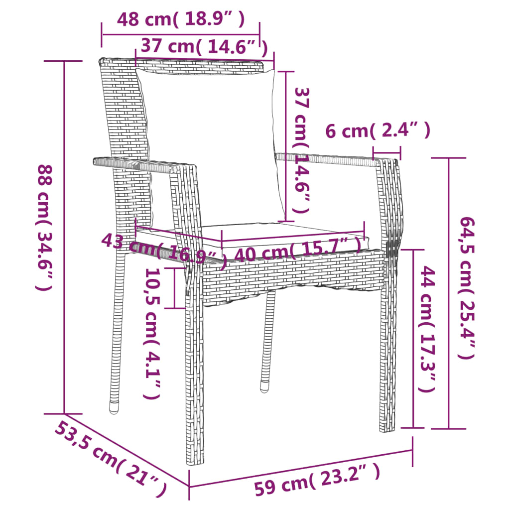 Set mobilier de grădină cu perne, 9 piese, negru, poliratan