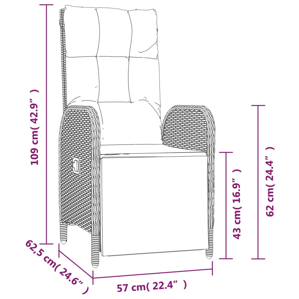 Set mobilier de grădină cu perne, 5 piese, gri, poliratan