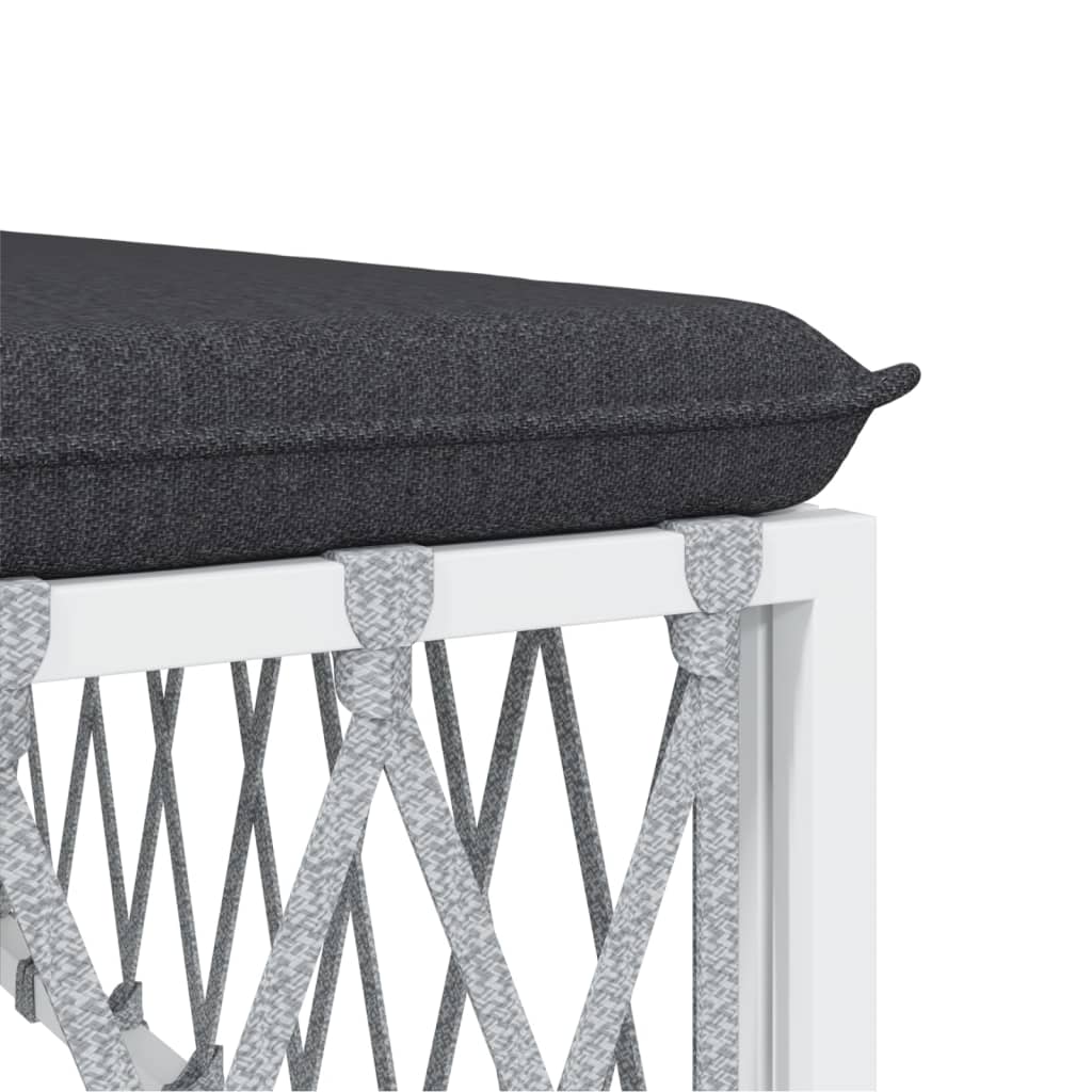 Zestaw wypoczynkowy ogrodowy - sofa narożna, sofa środkowa, poduszki (biały, pleciona tkanina, stal, textilene, ciemnoszary, 72x72x66 cm)
