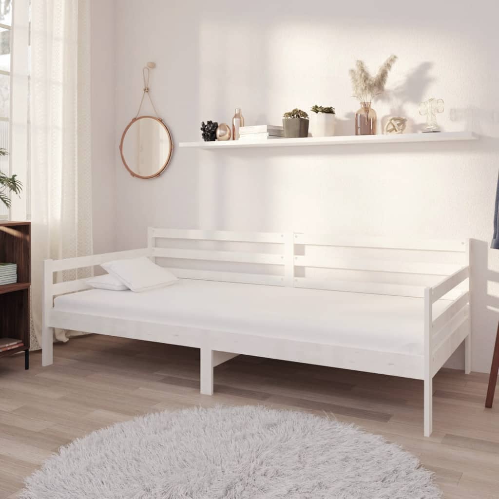 Tagesbett Weiß 90×200 cm Massivholz Kiefer