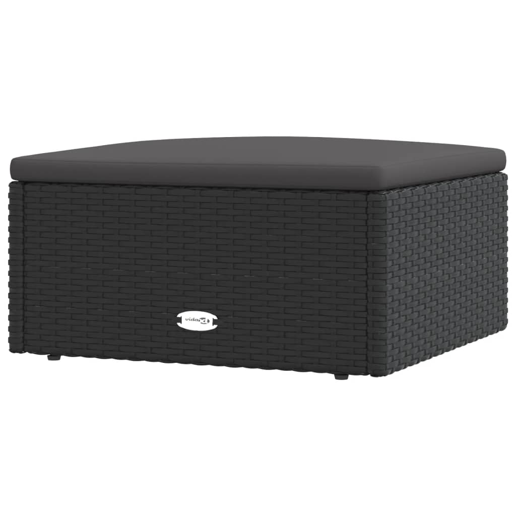 Set mobilier de grădină cu perne, 6 piese, negru, poliratan