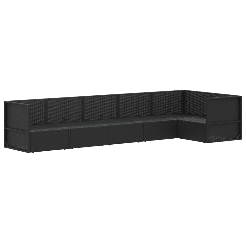Set mobilier de grădină cu perne, 6 piese, negru, poliratan
