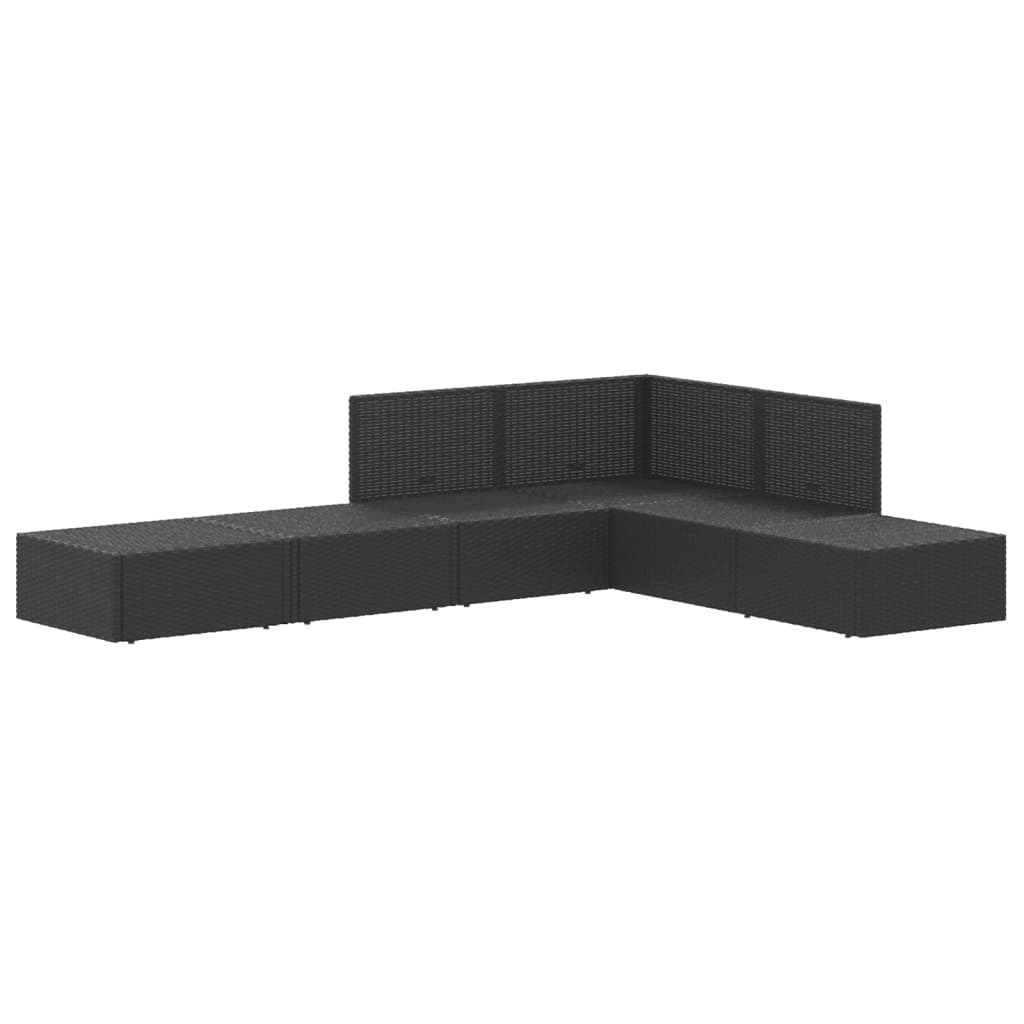 Set mobilier de grădină cu perne, 6 piese, negru, poliratan