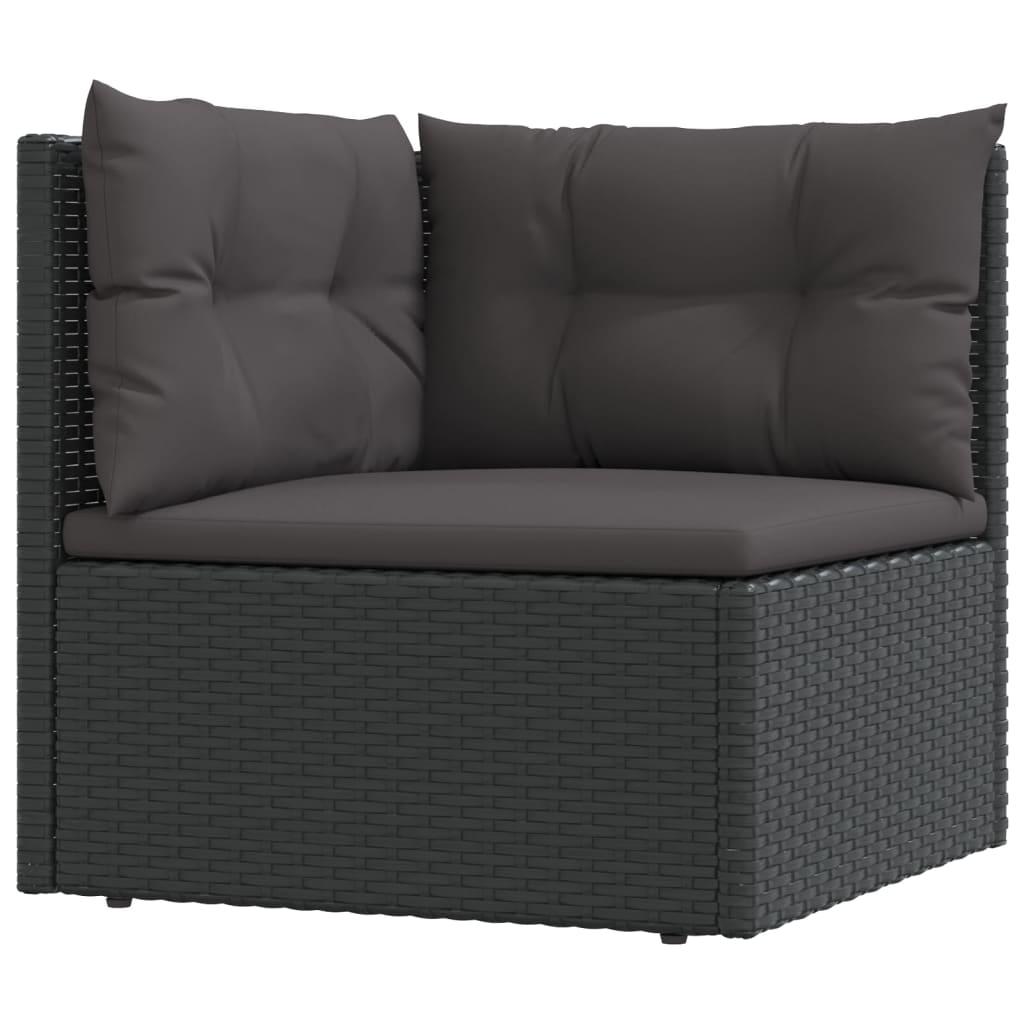Set mobilier de grădină cu perne, 10 piese, negru, poliratan